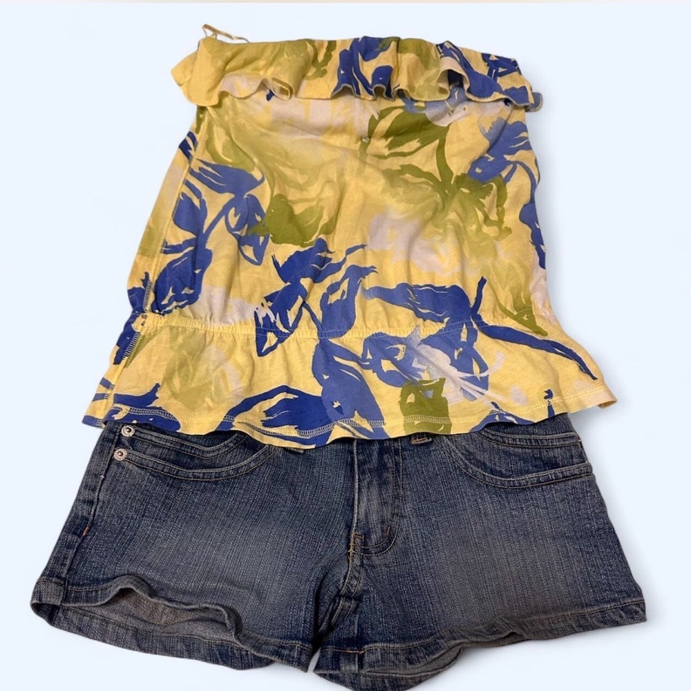 Y2K American Eagle Outfitters yYellow Floral Tube Top